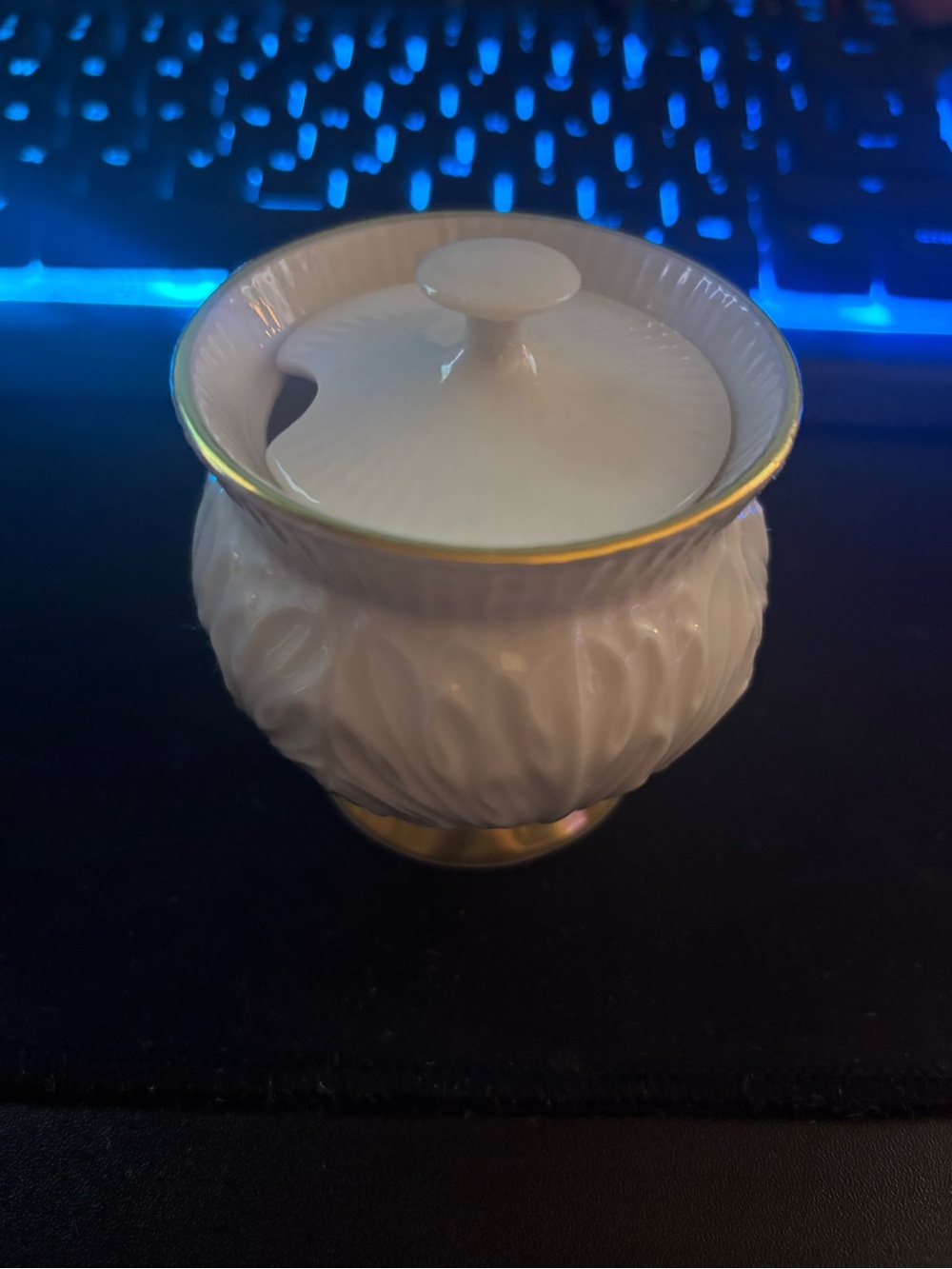 Vintage Lenox Porcelain Sugar Bowl with Gold Trim